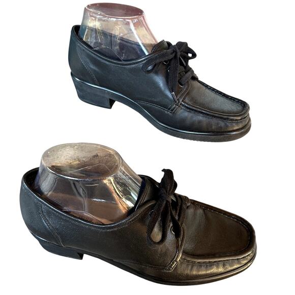 Trotters Leather Loafers SZ 7.5 Moc Toe Lace Up Comfort Shoe Retro 80s Brazil - Picture 1 of 8